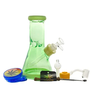 Smoke Arsenal - 8" Tinted Colored Glass Bong 9-in-1 Dab Kit (Green)