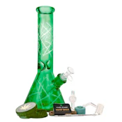 12" 5mm Prismatic Colors Glass Bong 9-in-1 Dab Kit (Green)