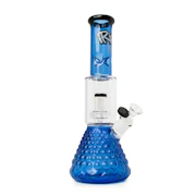 Sapphire Blue & Black Dual Chamber Beaker Tube W/Textured Base & Showerhead Perc