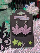 Glow-in-the-Dark Purple Leaf Earrings