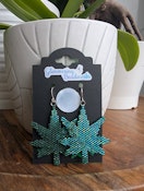 Beaded Green Pot Leaf Earrings