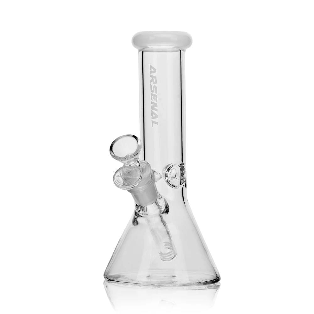 SMOKE ARSENAL - 8" Arsenal Colored Rim Glass Bong (White) Main Image