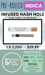 Pistol and Paris - PISTOL & PARIS - 1PK HASH HOLE (BLUE ZUSHI X SOUR DUBB) INFUSED PRE-ROLL