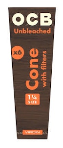 OCB - OCB - Virgin Unbleached Cones 1 1/4 - 6 Pack