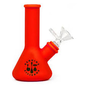 LIT Silicone Beaker Water Pipe-5" Tall Red W/Glass Pull-Out