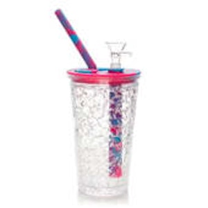 Lit Silicone - LIT Silicone Freezer Cup Water Pipe-6.25" Tall Blue & Pink