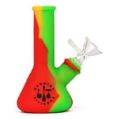 LIT Silicone Rasta Beaker Water Pipe-5" Tall Rasta W/Glass Pull-Out