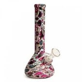 LIT Silicone Sugar Skull Beaker Tube-7.5" Tall W/Glass Downstem & Pull-Out