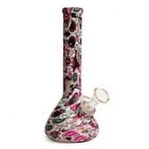 Lit Silicone - LIT Silicone Sugar Skull Beaker Tube-7.5" Tall W/Glass Downstem & Pull-Out