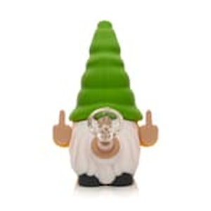 Lit Silicone - LIT Silicone | 6" Tall Green & Yellow No Fux Gnome Water Pipe W/Glass Pull-Out-each