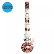 RED EYE GLASS | 23" 7mm Thick Train Wreck Bubble Base Water Pipe Red + Black-each