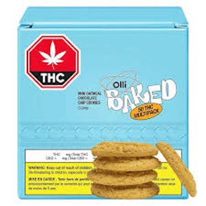 Olli Baked - Multipack of 5, Mini Oatmeal Chocolate Chip Cookies 50mg THC