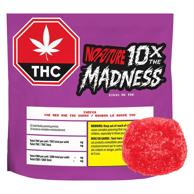 10X THE MADNESS: THE RED ONE INDICA THC GUMMIES - 100