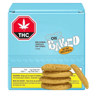 Olli Baked - Multipack of 5, Mini Oatmeal Chocolate Chip Cookies 50mg THC