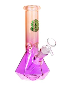 Humble and Fume - SeshGear Diamond Base Beaker Ombre Glass Water Pipe - 7.75" Peach to Purple