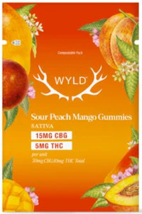 Wyld - Wyld - Real Fruit Sour Peach Mango 3:1 CBG:THC 2 Pack Soft Chews