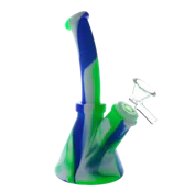 6 INCH SILICONE BONG - BLUE, GREEN, WHTE