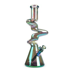Red Eye Glass - Red Eye Tek 16" Tall Green Metallic Terminator Finish 3-Arm Zag Beaker Tube
