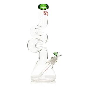 Red Eye Glass - Red Eye Glass 16" Tall 7mm Thick Green Loop-D-Loop Beaker Base Water Pipe