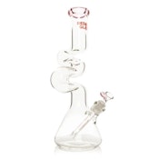 Red Eye Glass 16" Tall 7mm Thick Pink Loop-D-Loop Beaker Base Water Pipe