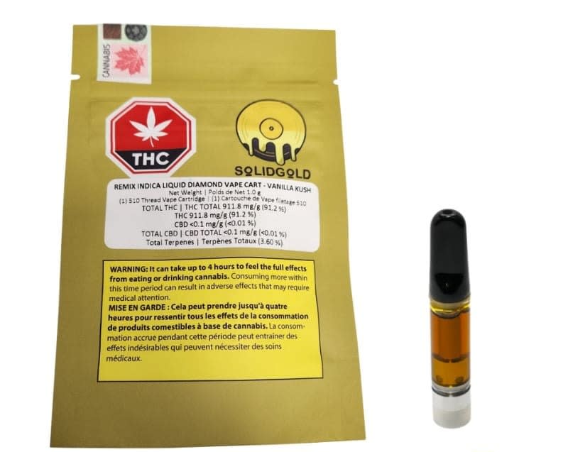 Solid  Gold Purple Kush Liquid Diamond 1g Vape Cartridge