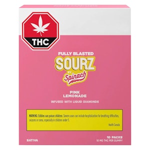 SOURZ by Spinach - Fully Blasted Pink Lemonade Multipack of 10 - Raspberry & Lemonade 10 x (1x5g) Soft Chews