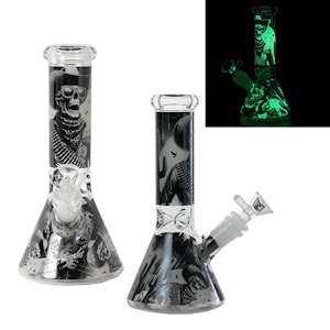 Glow In The Dark Glass - Glow In The Dark Bong - Cowboy Skeleton