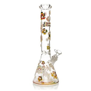 Cheech & Chong - Cheech & Chong | 15" Tie Dye Flower Power Beaker Bong w/ Flower Bowl - Glow In The Dark