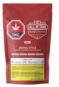 blast - 10 x 10mg THC Sour Wild Raspberry Animal Style Live Rosin Gummy