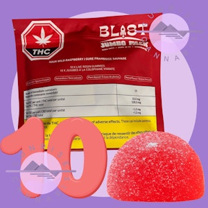 BLAST - SOUR WILD RASPBERRY LIVE ROSIN CHEWS - BLAST - 10X10MG