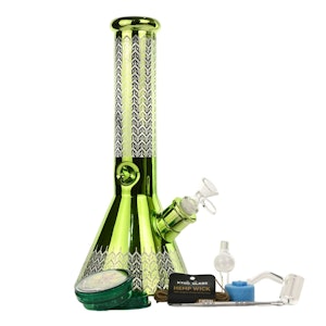 Arsenal Glass - Aqua Labyrinth 12" Glass Bong 9-in-1 Dab Kit - Green