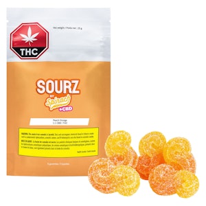 PEACE NATURALS PROJECT INC. - SOURZ by Spinach - Peach Orange 1:1 5x5g Confectionary