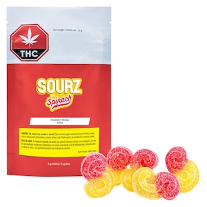 PEACE NATURALS PROJECT INC. - SOURZ by Spinach - Strawberry Mango Sativa Soft Chews 5x5g Confectionary