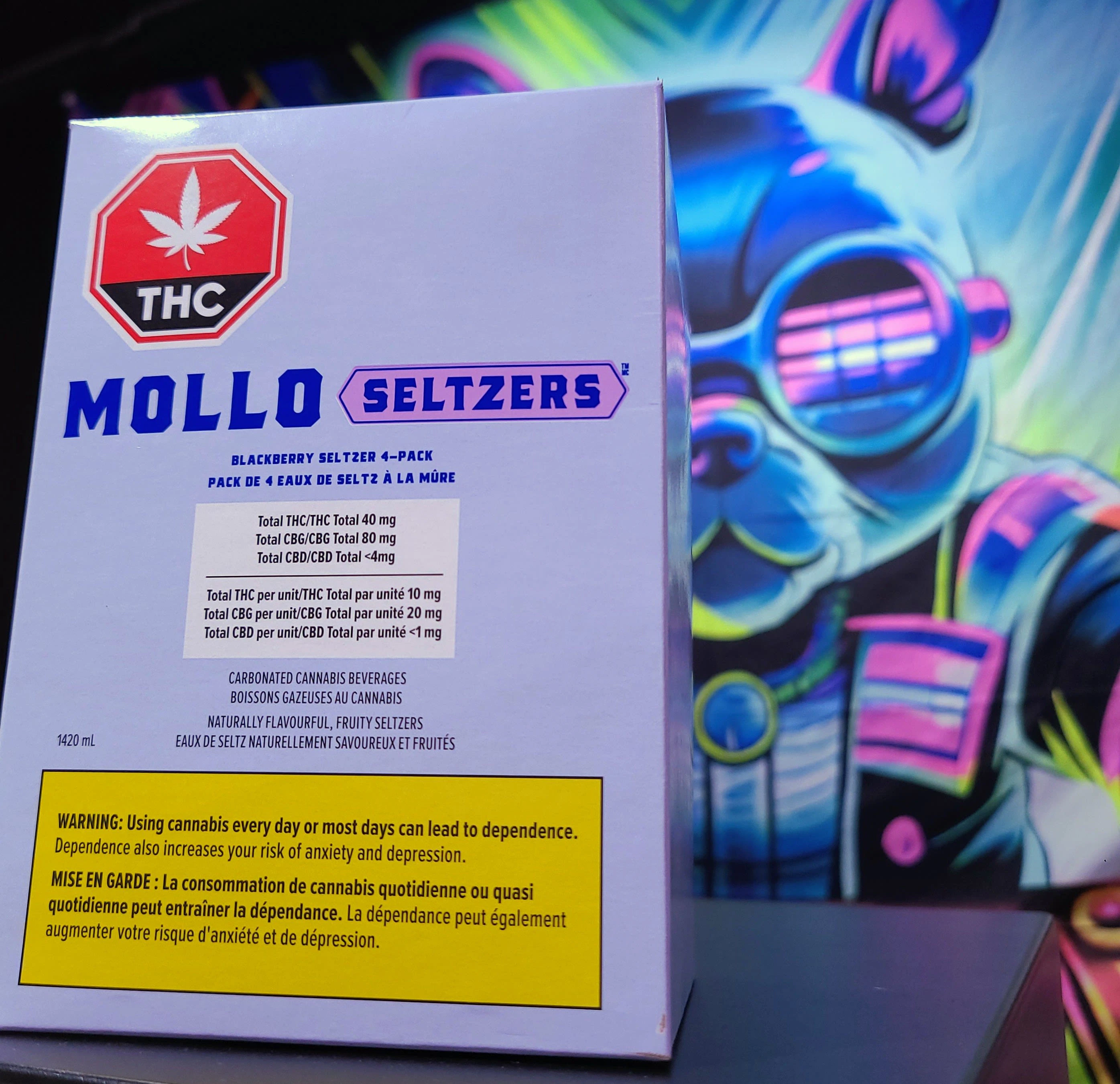 MOLLO SELTZERS - BLACKBERRY SELTZER 4 PACK UP TO 80MG CBG Main Image