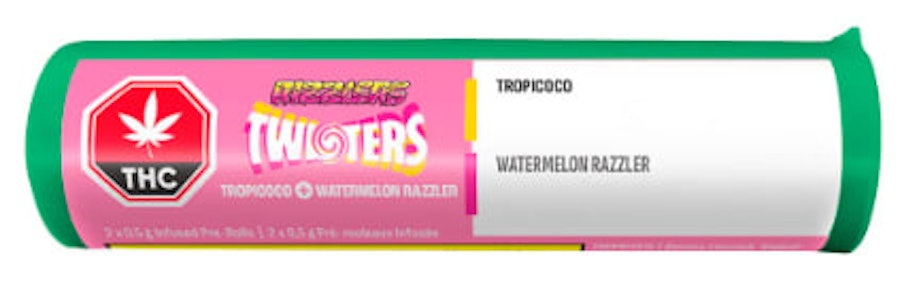 RIZZLERS - RIZZLERS - Watermelon Razzler + Tropicoco 4 x 0.5g Kief Coated Infused Pre-Rolls
