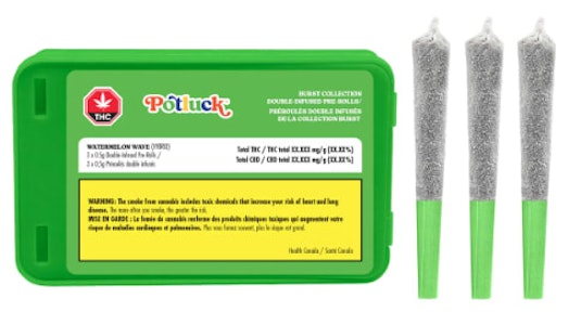 Potluck - Watermelon Wave Diamond Infused Pre-Rolls - 0.5g x 3