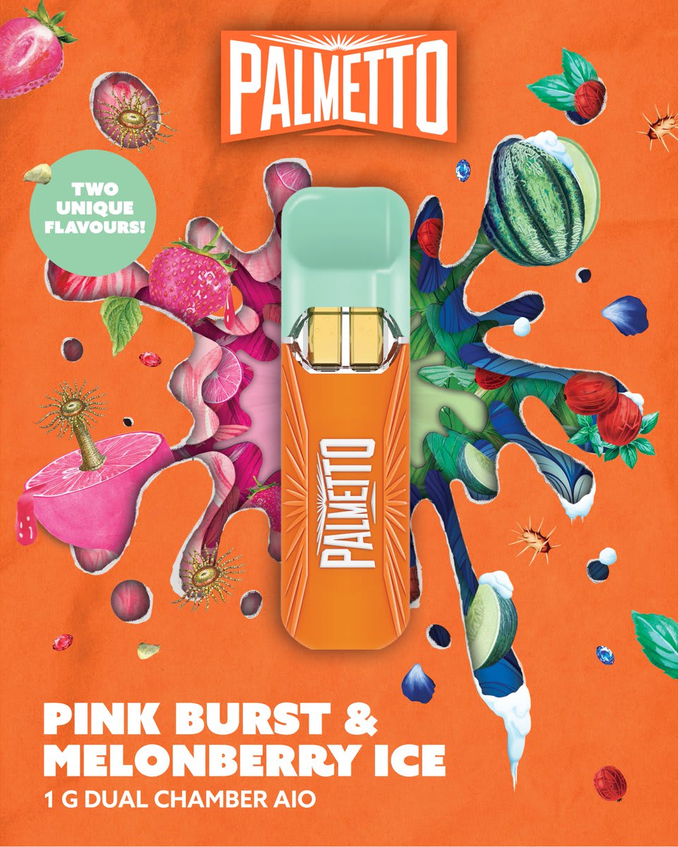Palmetto Pink Burst & Melonberry 3-in-1 1g Disposable Vape Pen