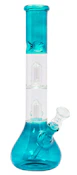 Sky Blue Bell Double Percolator Glass Bong With Ice Catcher 12 Inches