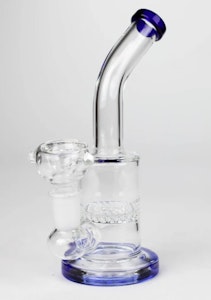 JJ Trading INC - 7" Bent Neck Glass Bubbler with Honeycomb Diffuser - Blue