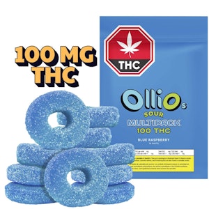 Olli O's - 100 THC Multipack Blue Raspberry Gummies 10x1 Pack Soft Chews