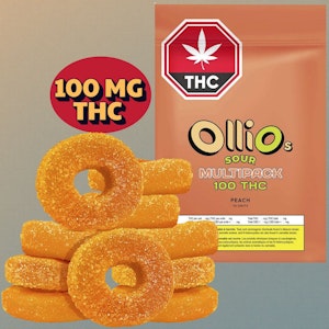 Olli O's - 100 THC Multipack Sour Peach Gummies 10x1 Pack Soft Chews
