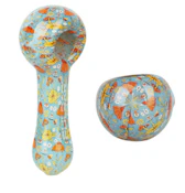 Pulsar Inside Print Glass Spoon Pipe - Flowers Vision