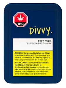 Divvy - Sour Kush - Sour Diesel X OG Kush 12 x 0.35g Pre-Rolls