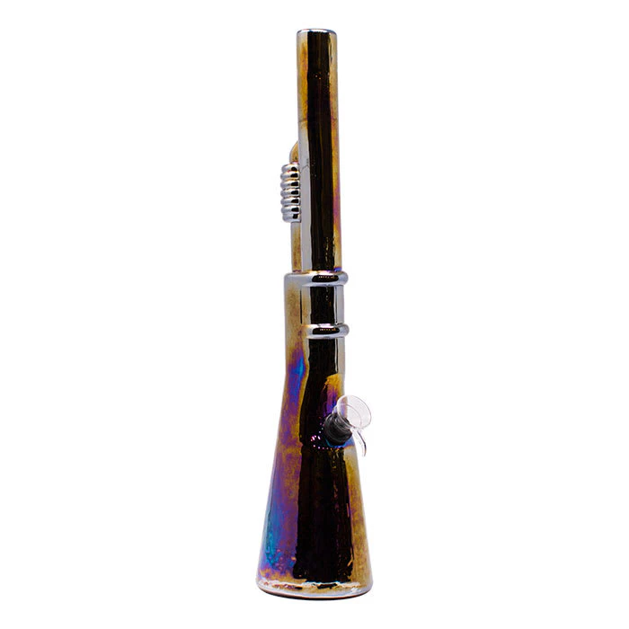 MAPLE CRAFT - Metallic Glass Bong - Black Cannon Shotgun - 14 Inches Main Image