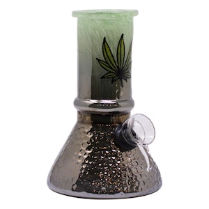 Maple Craft - Metallic Glass Bong - Green Leaf - 6 Inches