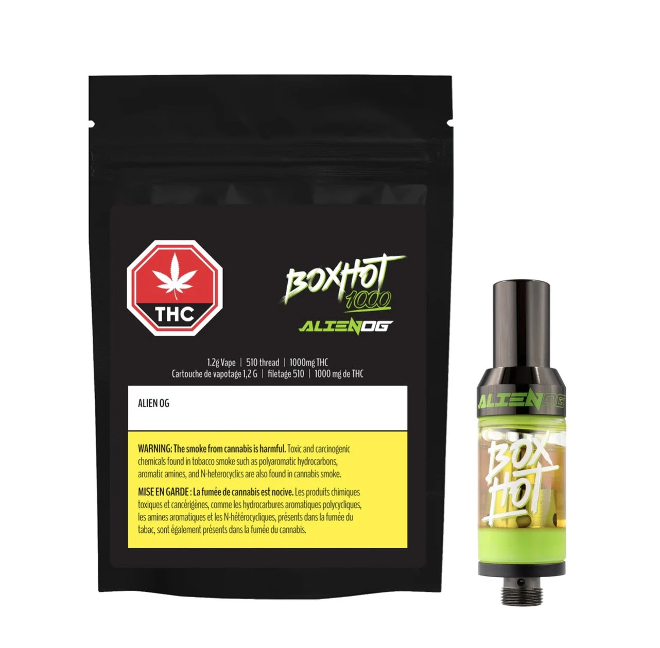 BOXHOT 1000 - BOXHOT 1000 - ALIEN OG VAPE CARTRIDGE - 1.2 GRAM Main Image