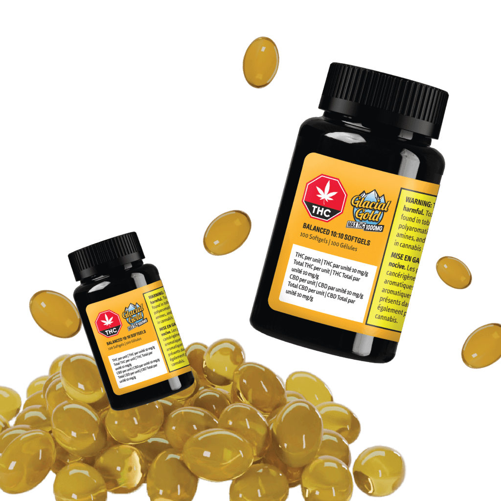 Glacial Gold | Balanced 10:10 CBD:THC | 100 Pack Softgels