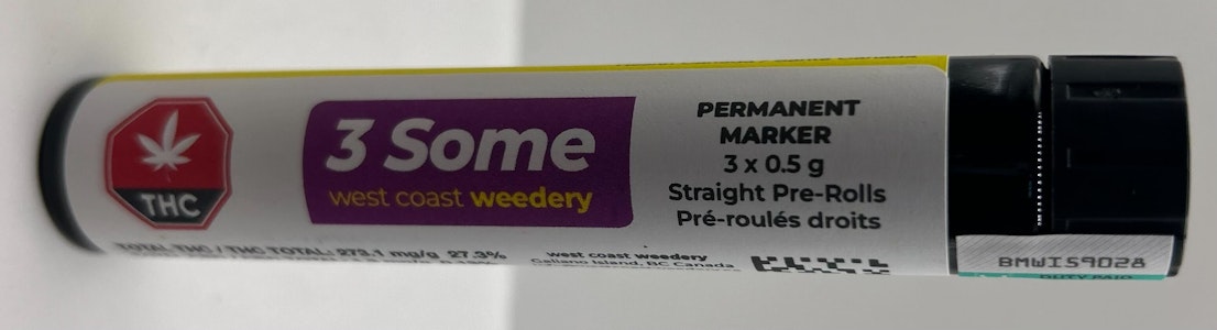 West Coast Weedery - WCW 3some Permanent Marker 3x0.5g Prerolls