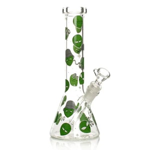 Red Eye Glass - Red Eye Glass - 10" Happy Alien Beaker Bong (Glow-in-dark)