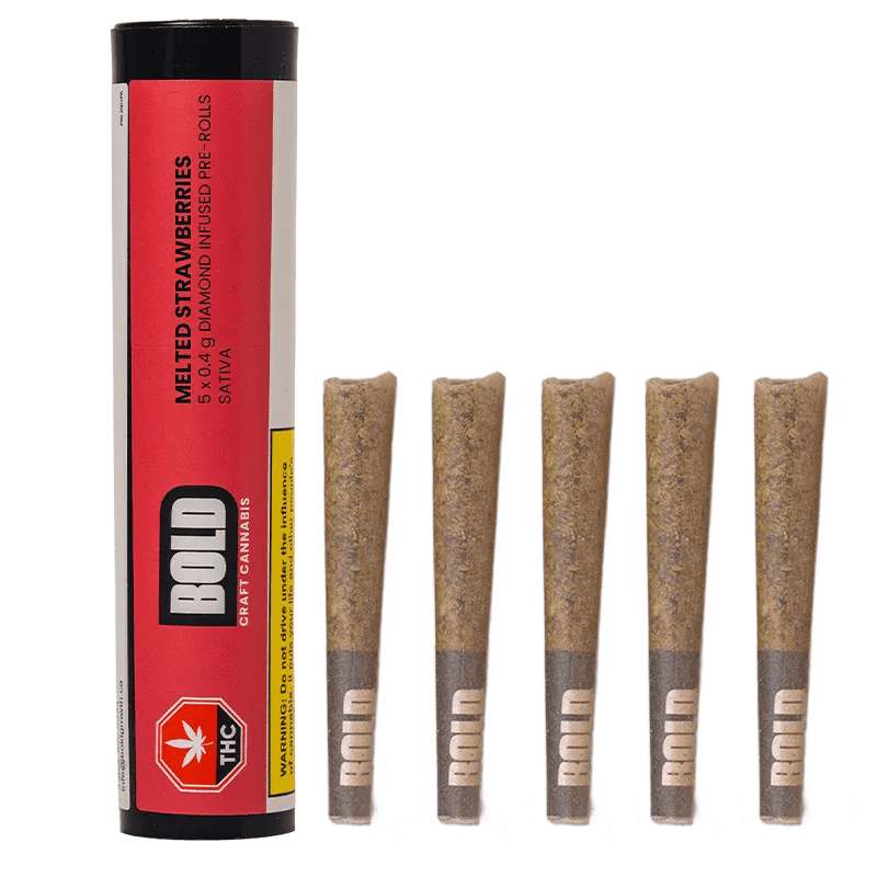 Bold - Melted Strawberries 5x0.4g diamond Infused Pre-Rolls
